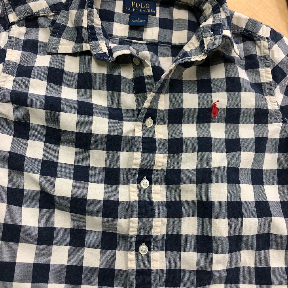 Polo long sleeve button down, size 6